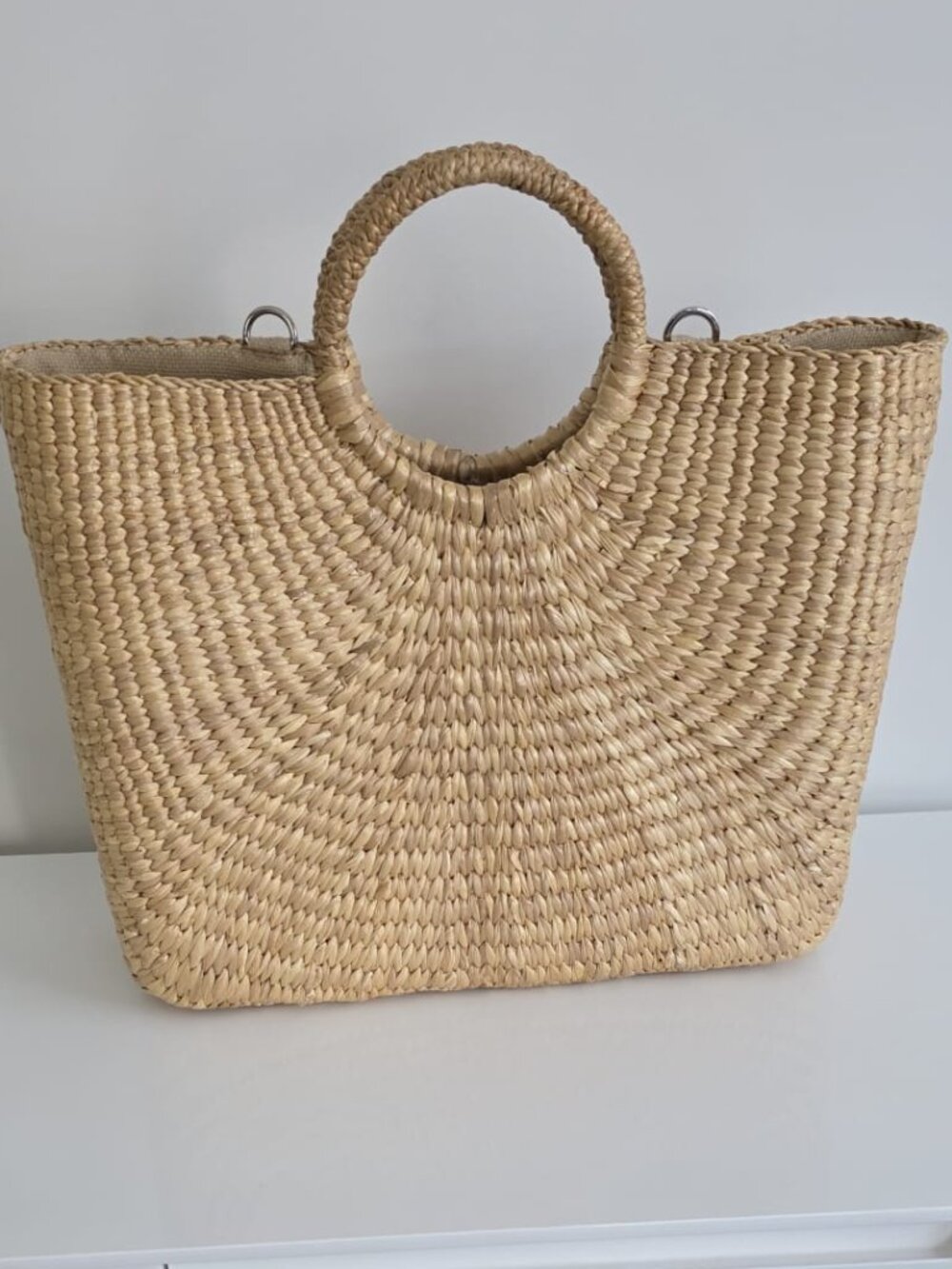 SEA&GRASS Structured Straw Bag Woven Tote Boho Summer Beach Lined - Picture 12 of 13